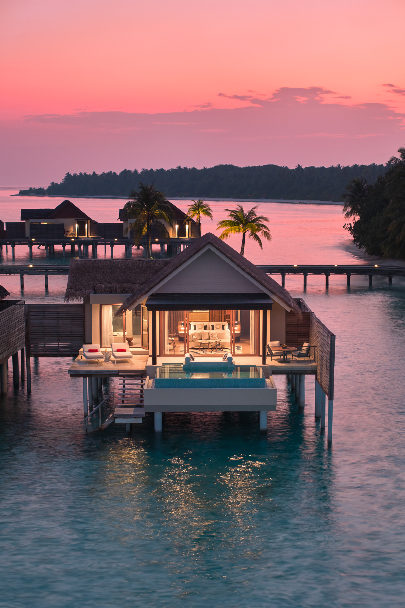 Niyama Private Islands - Over Water Pool Villa Exterior Bliss by Sunset